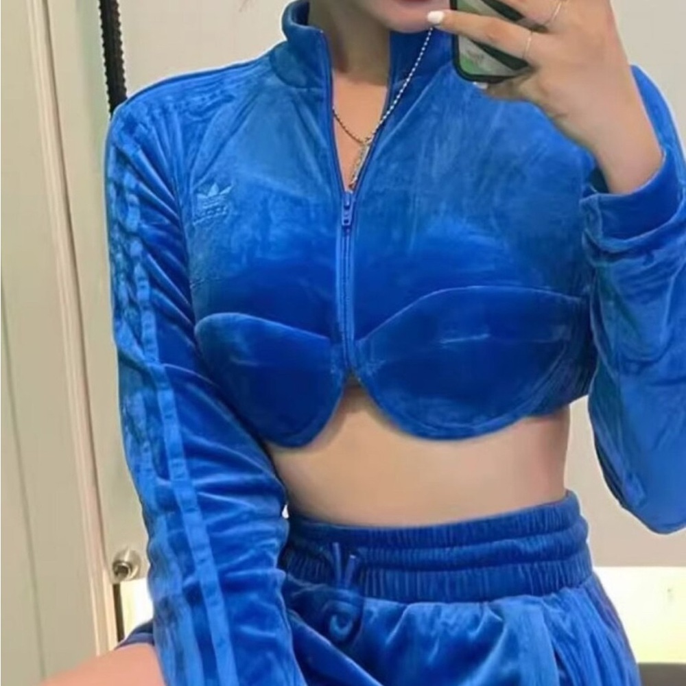 Adidas Blue Velvet Crop Top - Picture 6 of 8